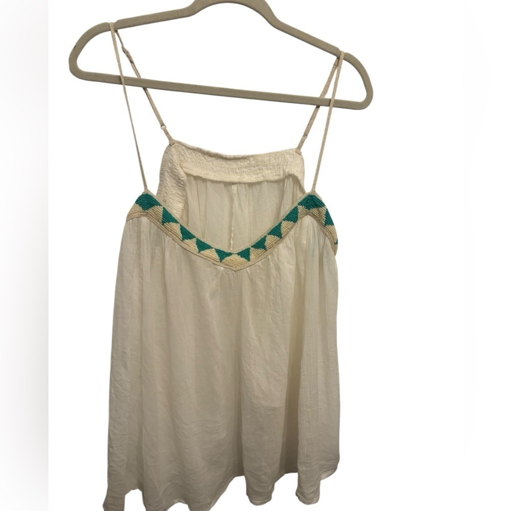 Elegant Cream and Green Camisole Top